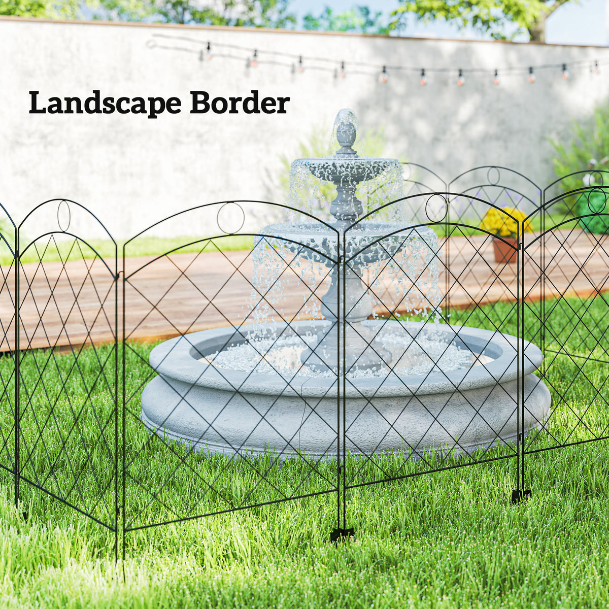 4 Pack Garden Fencing for Yard, Decorative Fence Panels as Animal Barrier and Flower Edging, Circle, Black