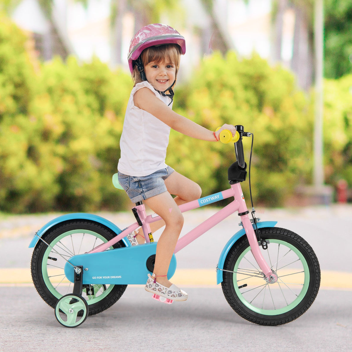 Kid's Bike with Adjustable Handlebar and Saddle Pink-14 Inches view 3