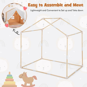 Kid's Play Tent with Washable Cotton Mat and Flag Banner-Orange view 8