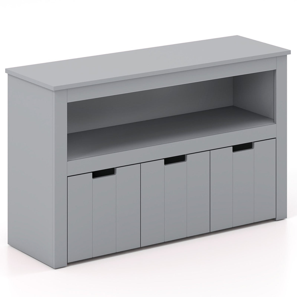 Kid Toy Storage Cabinet Drawer Chest with Wheels and Large Storage Cube Shelf-Gray view 4