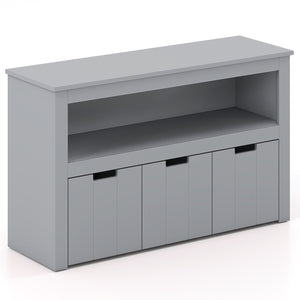 Kid Toy Storage Cabinet Drawer Chest with Wheels and Large Storage Cube Shelf-Gray view 4