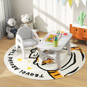 Kids Activity Table and Chair Set with Montessori Toys for Preschool and Kindergarten-Gray view 2