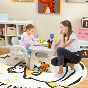Kids Activity Table and Chair Set with Montessori Toys for Preschool and Kindergarten-Gray view 3