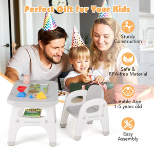 Kids Activity Table and Chair Set with Montessori Toys for Preschool and Kindergarten-Gray view 6