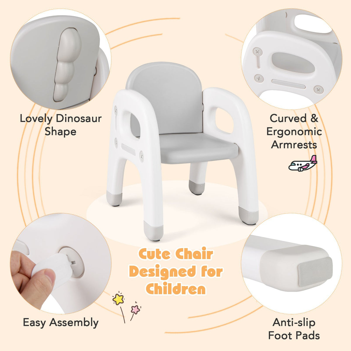 Kids Activity Table and Chair Set with Montessori Toys for Preschool and Kindergarten-Gray view 8