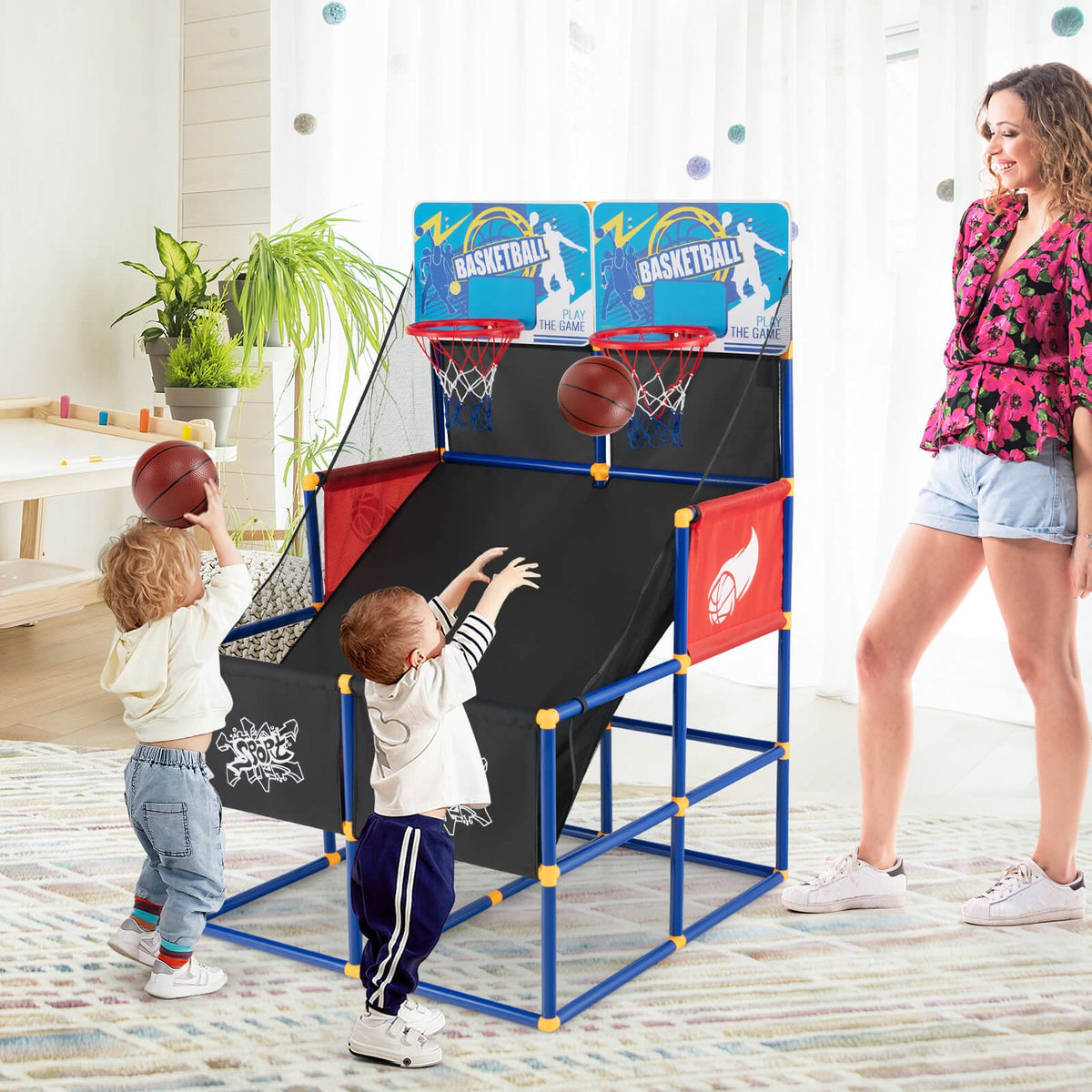 Kids Arcade Basketball Game Set with 4 Basketballs and Ball Pump view 2