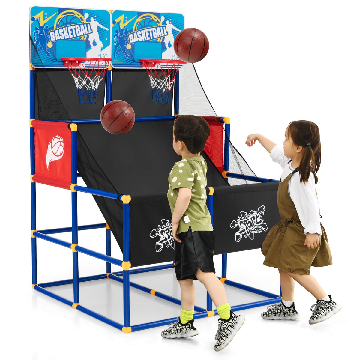 Kids Arcade Basketball Game Set with 4 Basketballs and Ball Pump view 4