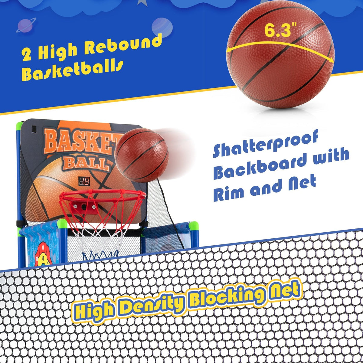 Kids Basketball Arcade Game with Electronic Scoreboard and Sound Effect view 5