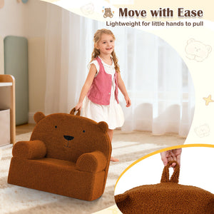 Kids Bear Sofa Toddler Foam Couch with Soft Fleece Fabric Cover-Brown view 7