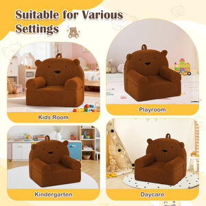 Kids Bear Sofa Toddler Foam Couch with Soft Fleece Fabric Cover-Brown view 9