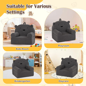 Kids Bear Sofa Toddler Foam Couch with Soft Fleece Fabric Cover-Gray view 9