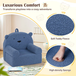 Kids Bear Sofa Toddler Foam Couch with Soft Fleece Fabric Cover-Navy view 5