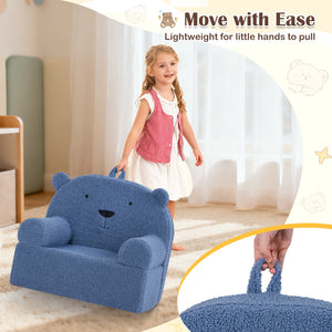 Kids Bear Sofa Toddler Foam Couch with Soft Fleece Fabric Cover-Navy view 7