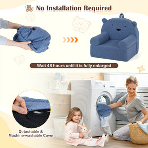 Kids Bear Sofa Toddler Foam Couch with Soft Fleece Fabric Cover-Navy view 8