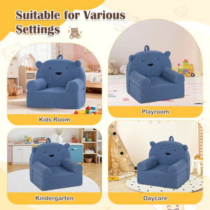Kids Bear Sofa Toddler Foam Couch with Soft Fleece Fabric Cover-Navy view 9