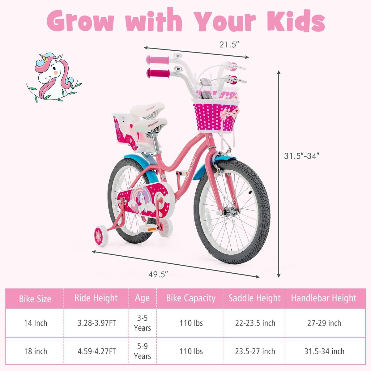 Kids Bicycle with Training Wheels and Basket for Boys and Girls Age 3-9 Years-18 inches view 5