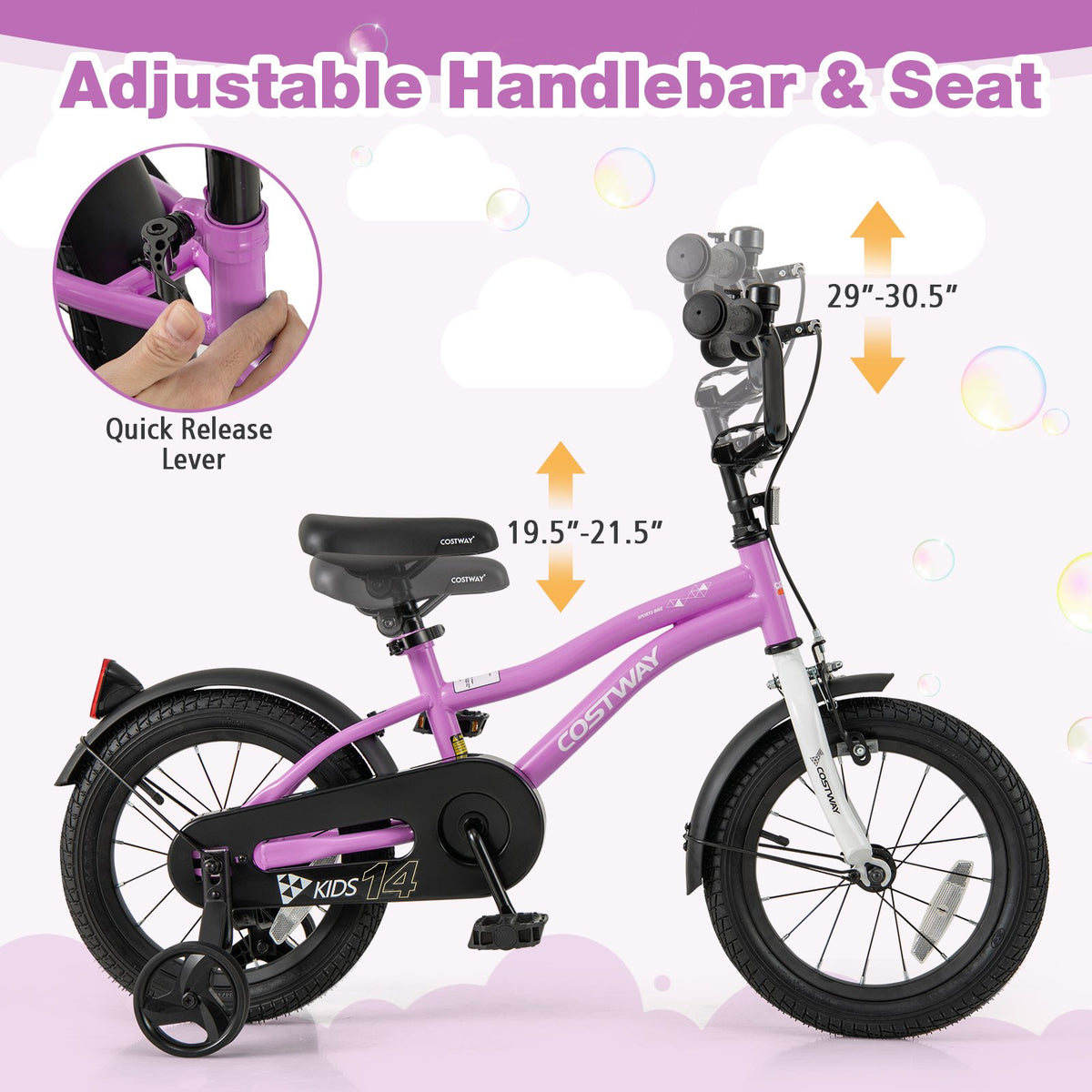 Kids Bike 14-Inch Children Training Bicycle with 2 Brake for 3-5 Years Old view 5