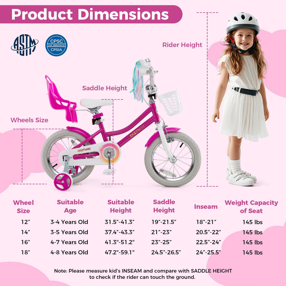 Kids Bike 14 Inch with Training Wheels and 2 Brake System for 3-5 Years Old view 4