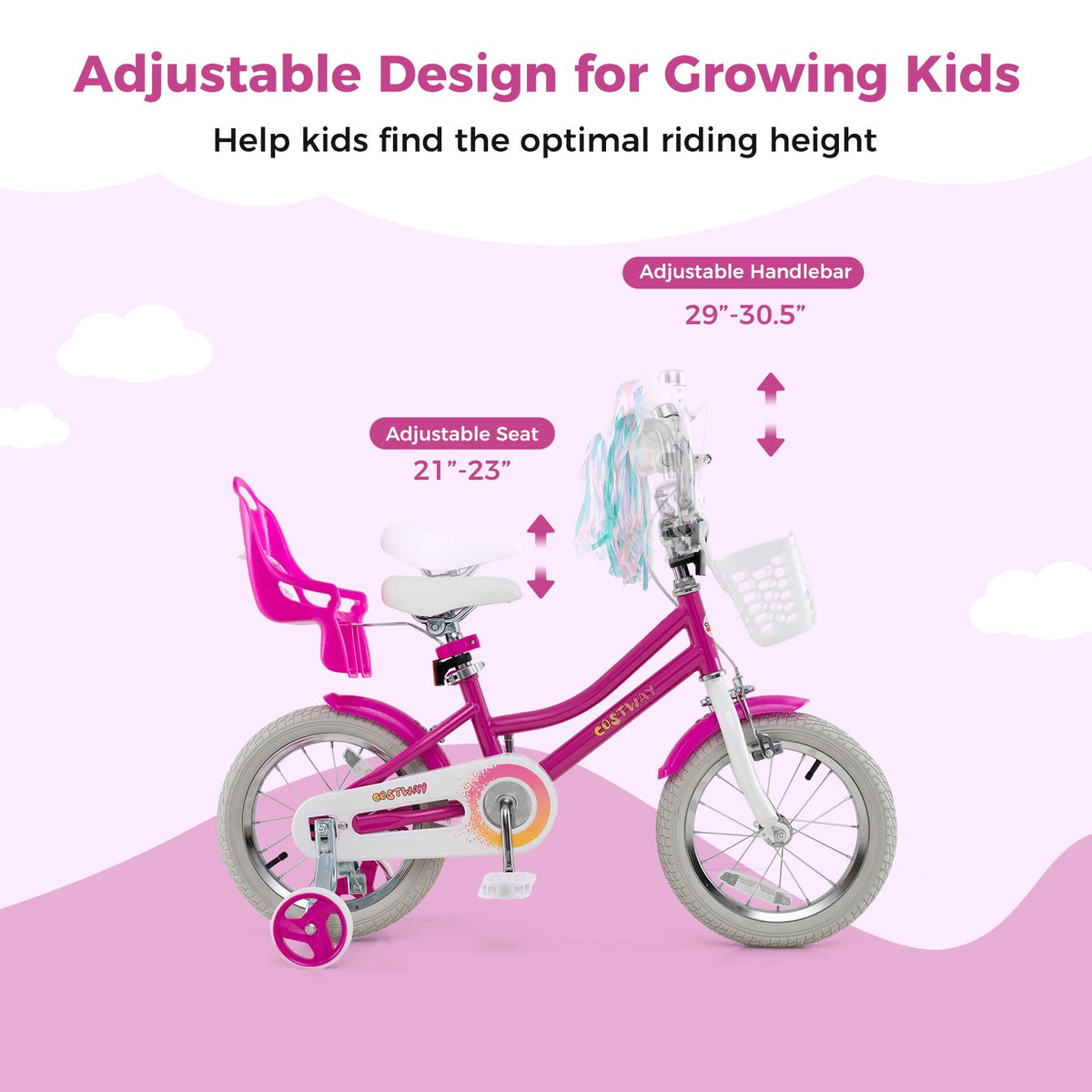 Kids Bike 14 Inch with Training Wheels and 2 Brake System for 3-5 Years Old view 5