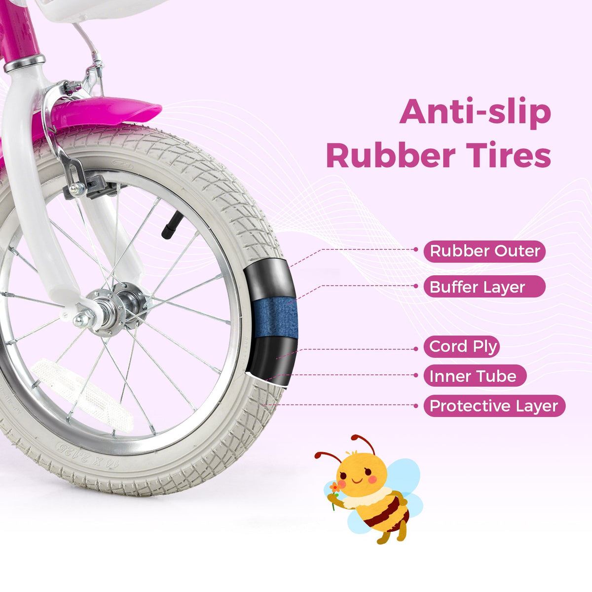 Kids Bike 14 Inch with Training Wheels and 2 Brake System for 3-5 Years Old view 7