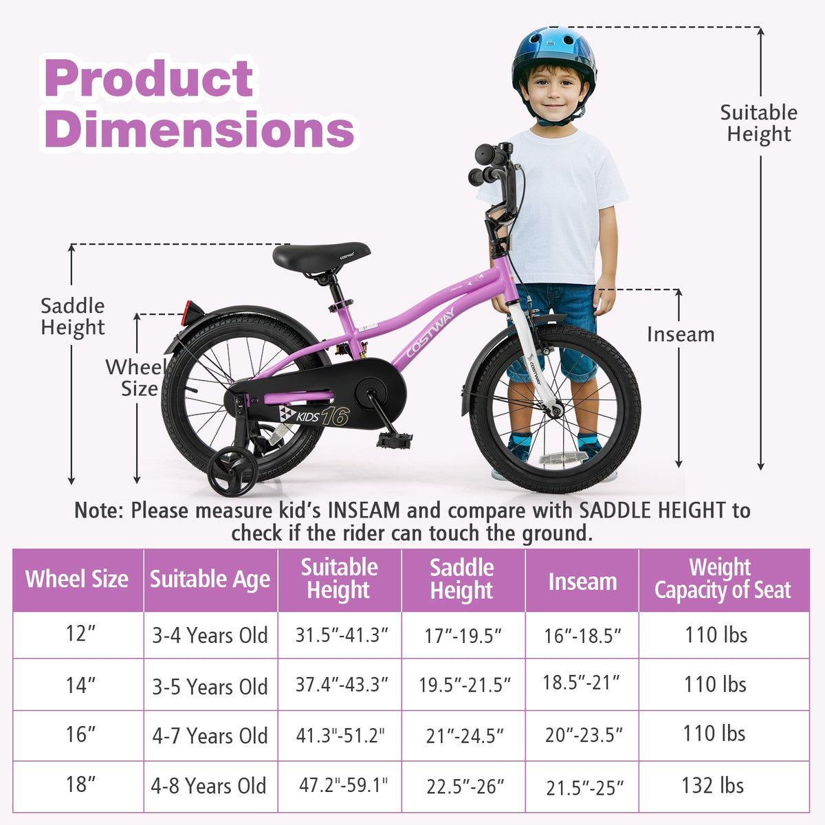 Kids Bike 16-Inch Children Training Bicycle with 2 Brake for 4-7 Years Old view 4