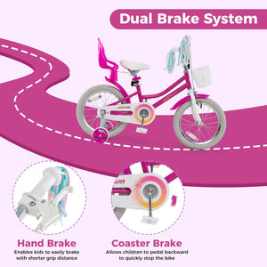 Kids Bike 16 Inch with Training Wheels and 2 Brake System for 4-7 Years Old view 6