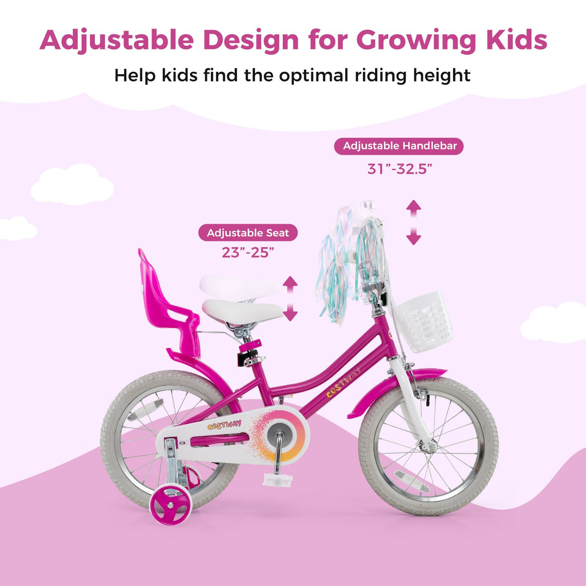 Kids Bike 16 Inch with Training Wheels and 2 Brake System for 4-7 Years Old view 7