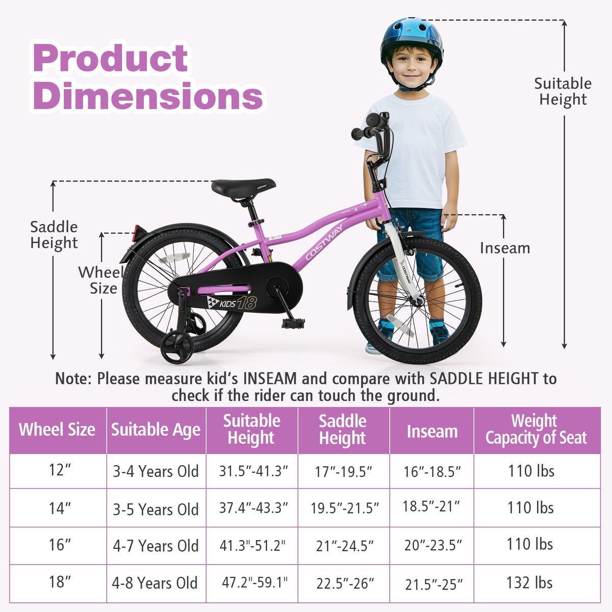 Kids Bike 18-Inch Children Training Bicycle with 2 Brake for 4-8 Years Old view 4