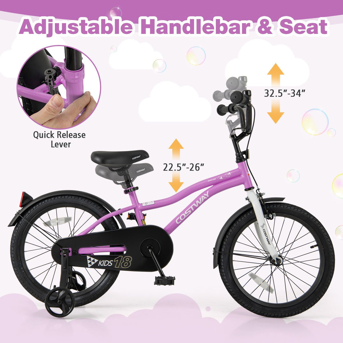 Kids Bike 18-Inch Children Training Bicycle with 2 Brake for 4-8 Years Old view 6