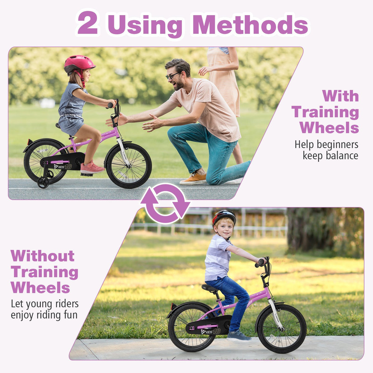 Kids Bike 18-Inch Children Training Bicycle with 2 Brake for 4-8 Years Old view 7