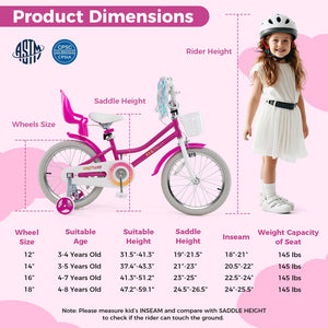 Kids Bike 18 Inch with Training Wheels and 2 Brake System for 4-8 Years Old view 4