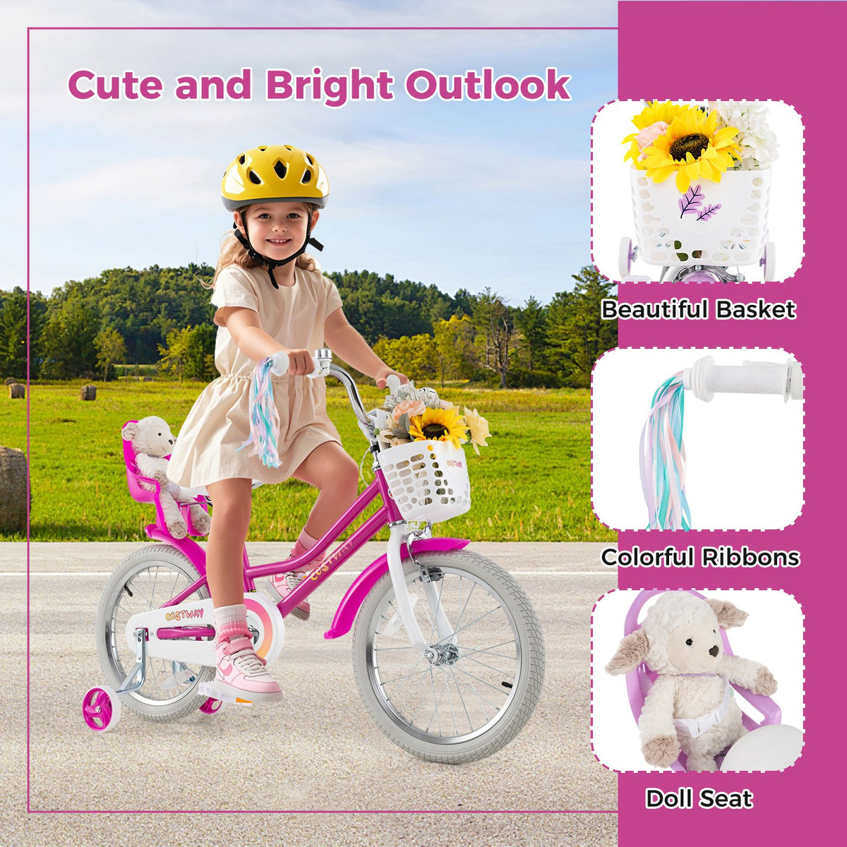 Kids Bike 18 Inch with Training Wheels and 2 Brake System for 4-8 Years Old view 5