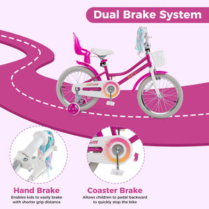 Kids Bike 18 Inch with Training Wheels and 2 Brake System for 4-8 Years Old view 8