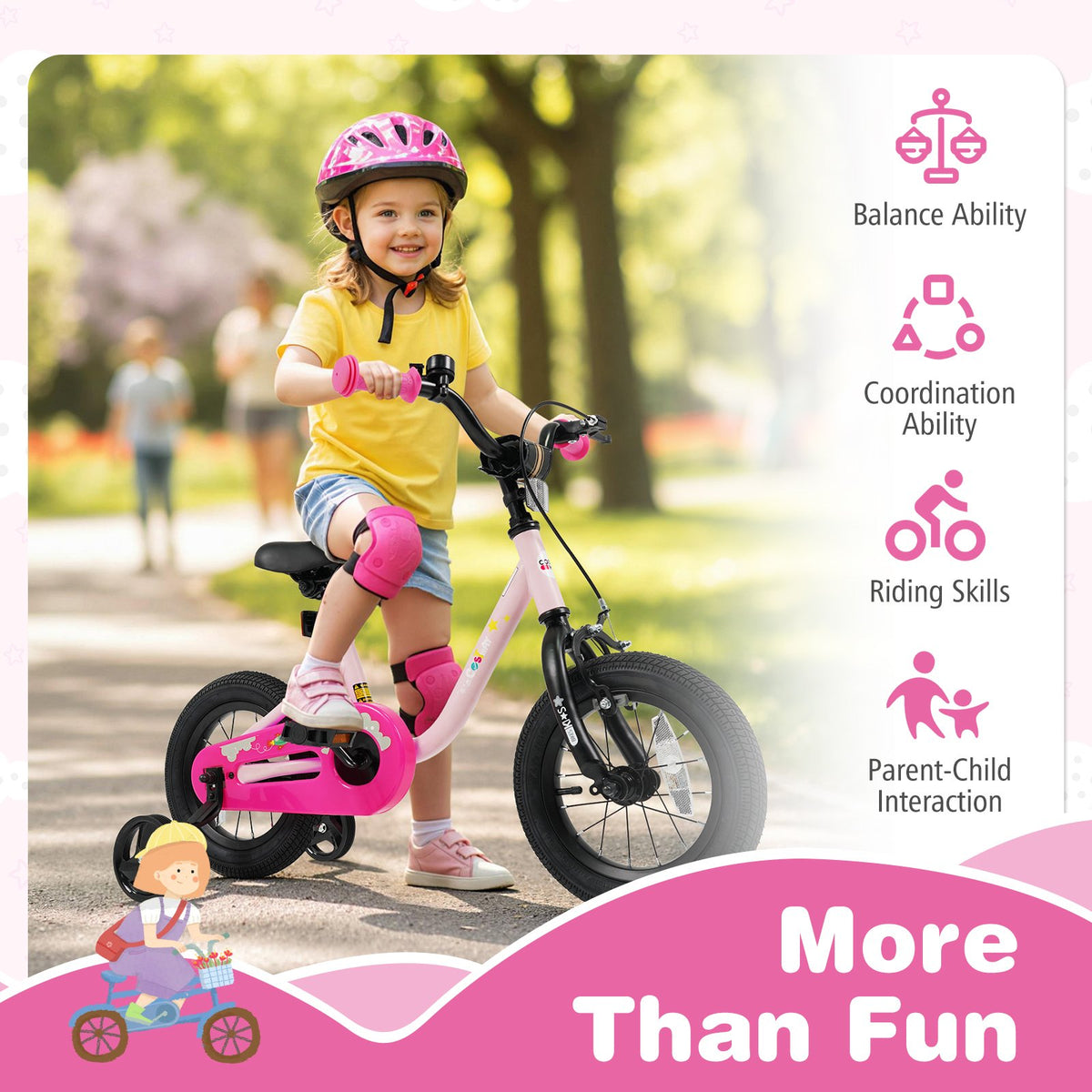 Kids Bike for 3-7 Years Old Boys and Girls 12/14/16-Inch Children Bicycle-Pink 12 Inch view 9