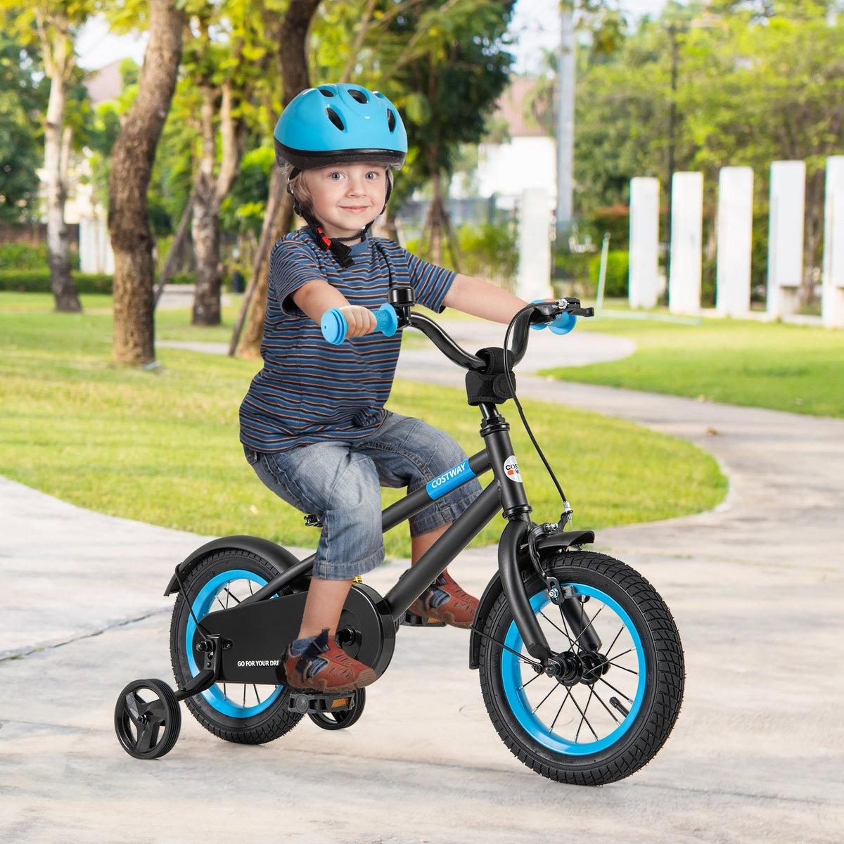 Kids Bike with Adjustable Handlebar and Saddle Black-12 Inches view 2