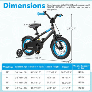 Kids Bike with Adjustable Handlebar and Saddle Black-12 Inches view 4