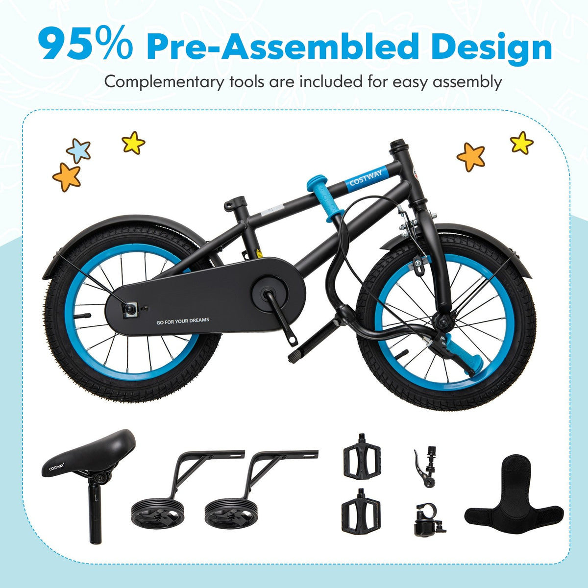 Kids Bike with Adjustable Handlebar and Saddle Black-12 Inches view 7