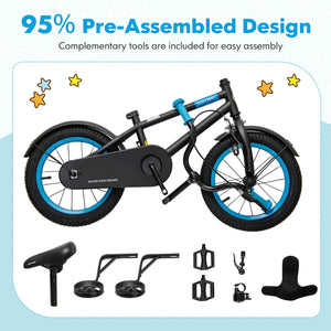 Kids Bike with Adjustable Handlebar and Saddle Black-12 Inches view 7