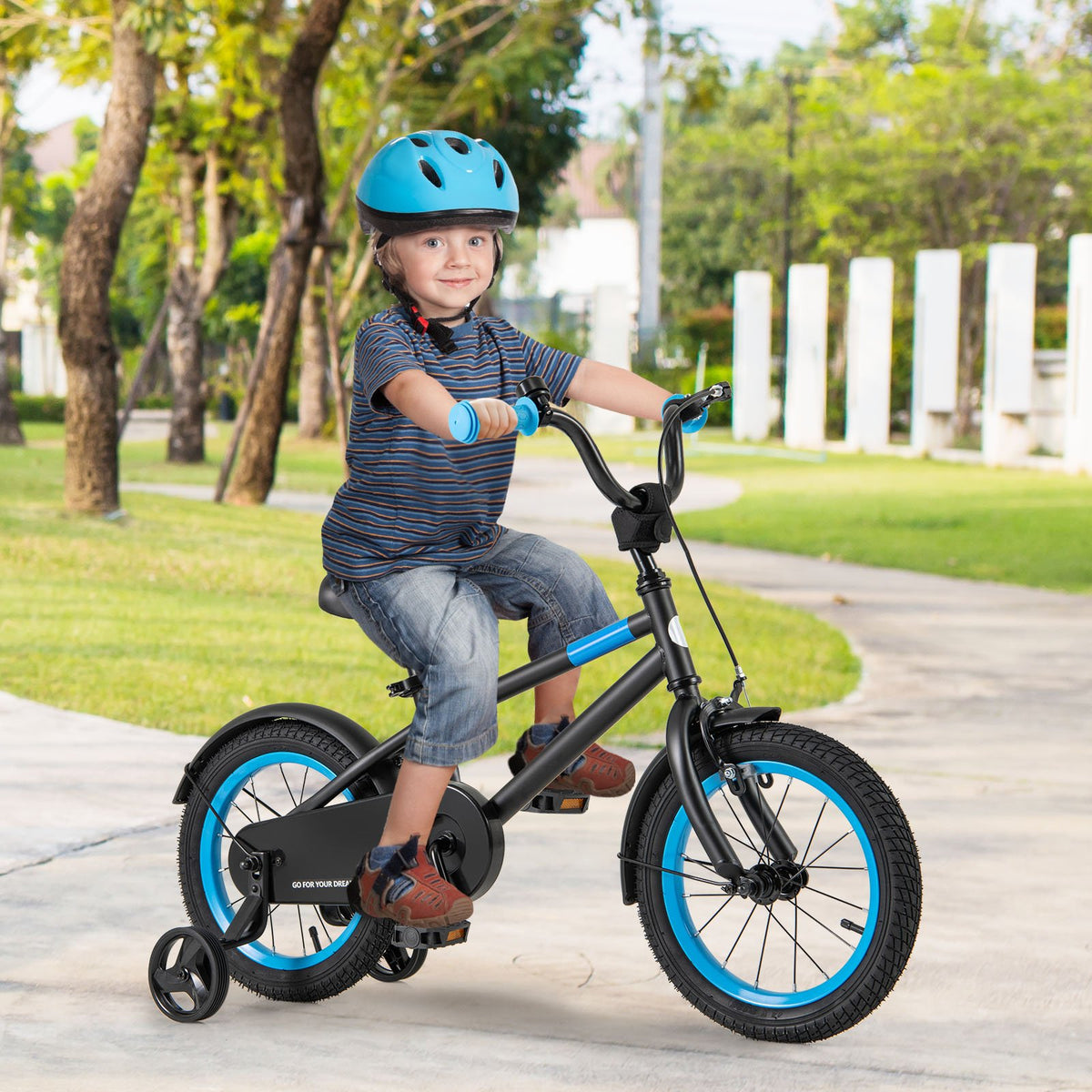 Kids Bike with Adjustable Handlebar and Saddle Black-14 inches view 2