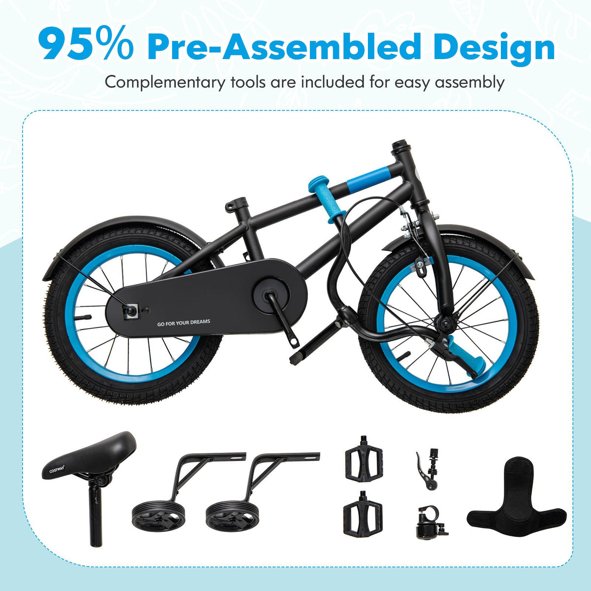 Kids Bike with Adjustable Handlebar and Saddle Black-14 inches view 8