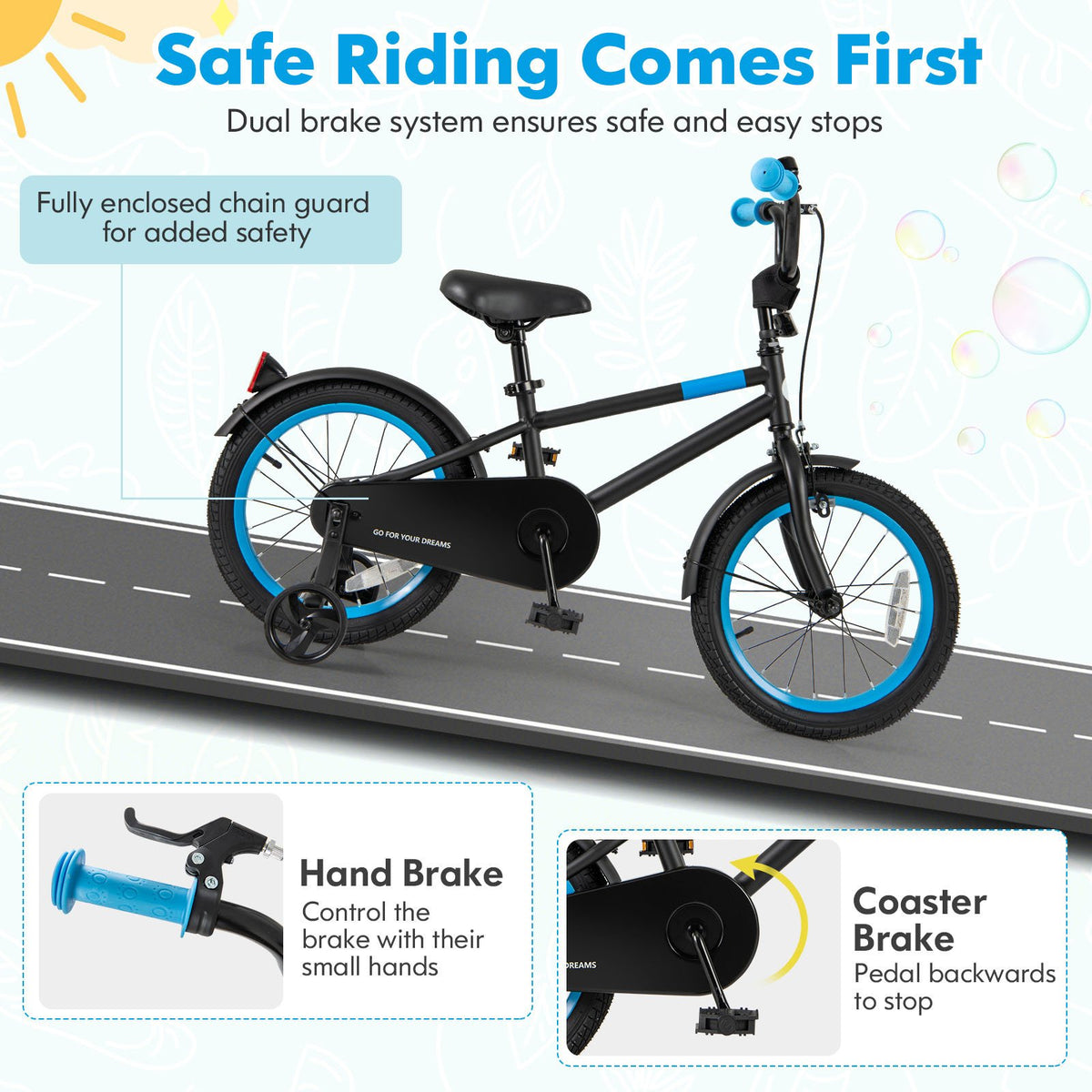Kids Bike with Adjustable Handlebar and Saddle Black-16 inches view 7