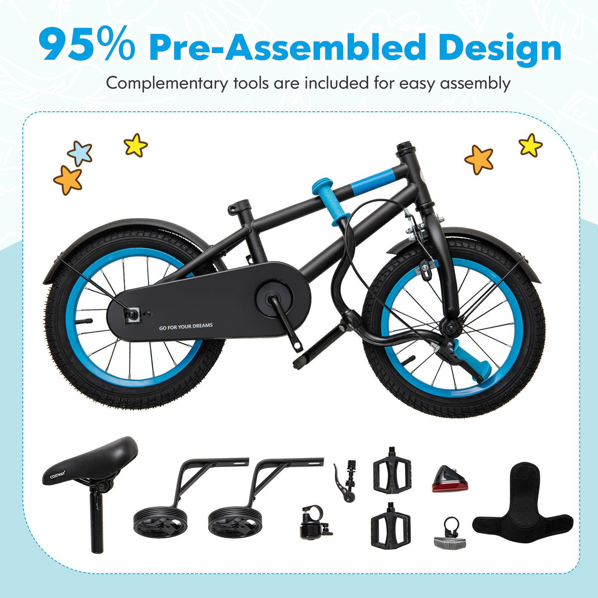 Kids Bike with Adjustable Handlebar and Saddle Black-16 inches view 8