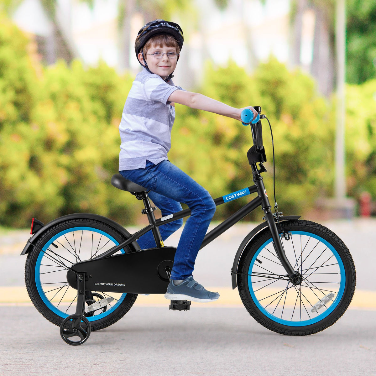 Kids Bike with Adjustable Handlebar and Saddle Black-18 Inches view 2