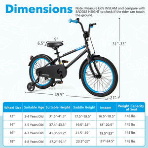 Kids Bike with Adjustable Handlebar and Saddle Black-18 Inches view 4