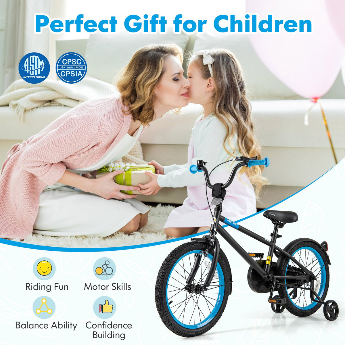 Kids Bike with Adjustable Handlebar and Saddle Black-18 Inches view 5