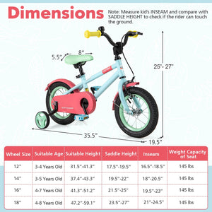 Kids Bike with Adjustable Handlebar and Saddle Blue-12 Inches view 4
