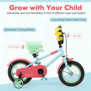 Kids Bike with Adjustable Handlebar and Saddle Blue-12 Inches view 5
