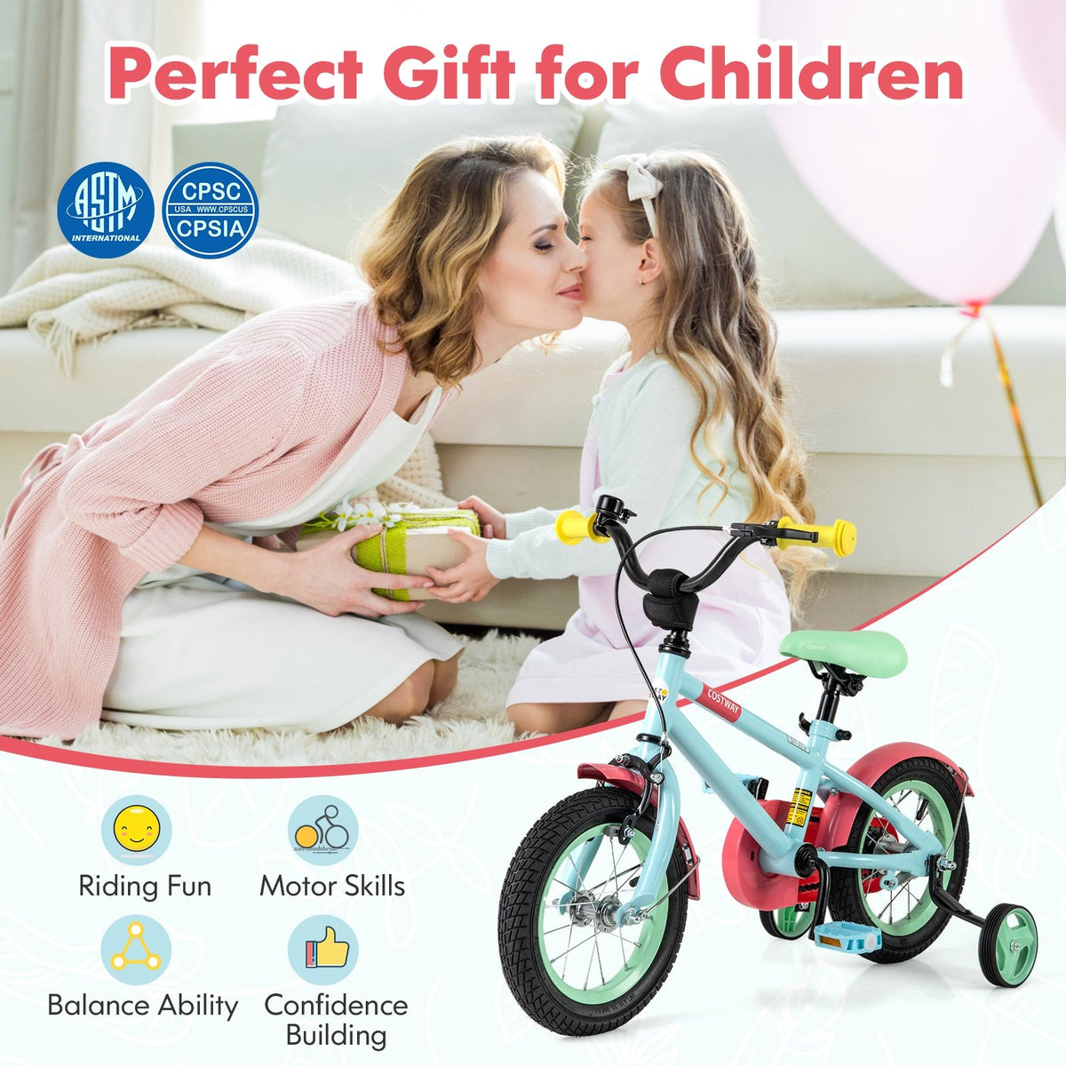 Kids Bike with Adjustable Handlebar and Saddle Blue-12 Inches view 9