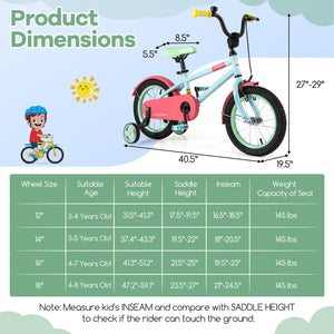 Kids Bike with Adjustable Handlebar and Saddle Blue-14 inches view 4