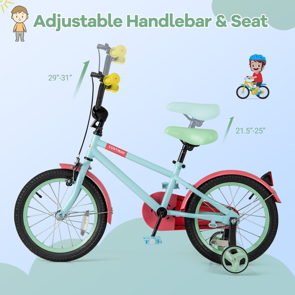 Kids Bike with Adjustable Handlebar and Saddle Blue-16 inches view 8